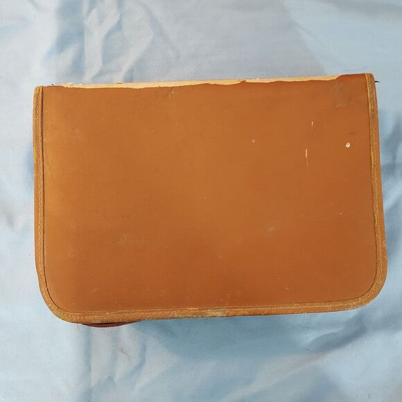 1950s Men’s Vintage Embossed Western Leather Vanity Kit Grooming Travel Case - Picture 3 of 13